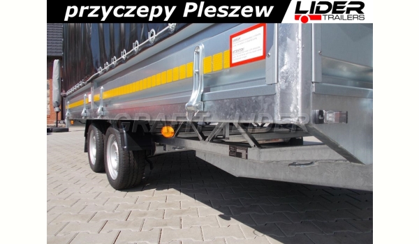 LT-042 przyczepa + plandeka 420x220x210cm, spedycyjna przyczepa ciężarowa, burty stalowe, DMC 2700kg